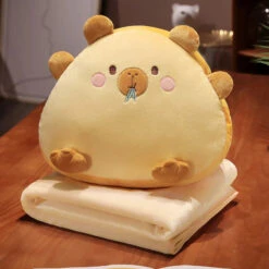 Kawaii Triangle Capybara Plush Pillows With Blanket -Kawaii Store kawaiies plushies plush softtoy kawaii triangle capybara plush pillows with blanket soft toy orange with small blanket 994352