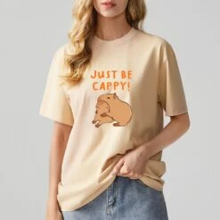 Apparel Kawaii Two Capybara 'Just Be Cappy!' Unisex Cotton Tee Top