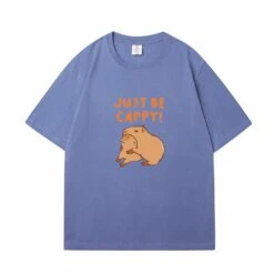 Apparel Kawaii Two Capybara 'Just Be Cappy!' Unisex Cotton Tee Top -Kawaii Store kawaiies plushies plush softtoy kawaii two capybara just be cappy unisex cotton tee top new apparel blue s 340536