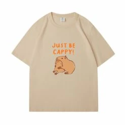 Apparel Kawaii Two Capybara 'Just Be Cappy!' Unisex Cotton Tee Top -Kawaii Store kawaiies plushies plush softtoy kawaii two capybara just be cappy unisex cotton tee top new apparel camel s 136962