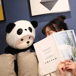 Kawaii White Bear Panda Outfit Plushie -Kawaii Store kawaiies plushies plush softtoy kawaii white bear panda outfit plushie soft toy 283372