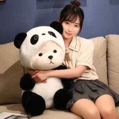 Kawaii White Bear Panda Outfit Plushie -Kawaii Store kawaiies plushies plush softtoy kawaii white bear panda outfit plushie soft toy 507320