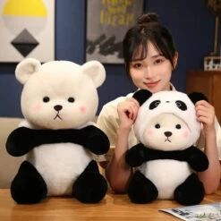 Kawaii White Bear Panda Outfit Plushie -Kawaii Store kawaiies plushies plush softtoy kawaii white bear panda outfit plushie soft toy 528569