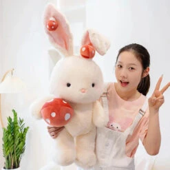 Kawaii White Bunny Mushroom Plushie -Kawaii Store kawaiies plushies plush softtoy kawaii white bunny mushroom plushie soft toy 339135