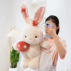 Kawaii White Bunny Mushroom Plushie -Kawaii Store kawaiies plushies plush softtoy kawaii white bunny mushroom plushie soft toy 390935