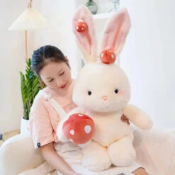 Kawaii White Bunny Mushroom Plushie -Kawaii Store kawaiies plushies plush softtoy kawaii white bunny mushroom plushie soft toy 397068