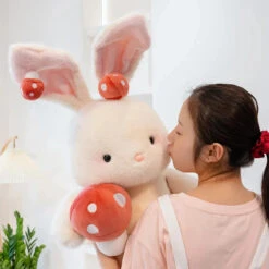 Kawaii White Bunny Mushroom Plushie -Kawaii Store kawaiies plushies plush softtoy kawaii white bunny mushroom plushie soft toy 473566