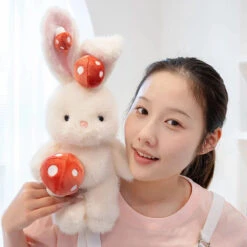 Kawaii White Bunny Mushroom Plushie -Kawaii Store kawaiies plushies plush softtoy kawaii white bunny mushroom plushie soft toy 483591