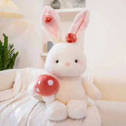 Kawaii White Bunny Mushroom Plushie -Kawaii Store kawaiies plushies plush softtoy kawaii white bunny mushroom plushie soft toy 568557
