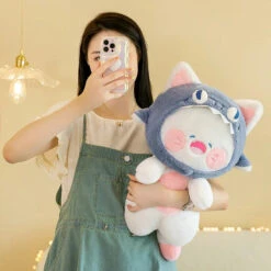 Kawaii White Cat Shark Hat Plushie 24 Kawaii White Cat Shark Hat Plushie -Kawaii Store kawaiies plushies plush softtoy kawaii white cat shark hat plushie soft toy 866353