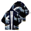 Apparel Kimono Japanese Great Wave And Mighty Koi -Kawaii Store kawaiies plushies plush softtoy kimono japanese great wave and mighty koi apparel black s 742042