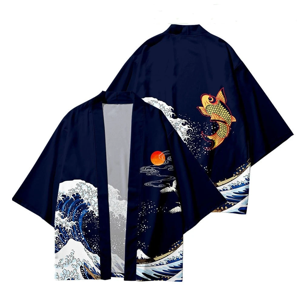 Apparel Kimono Japanese Great Wave And Mighty Koi 5 Apparel Kimono Japanese Great Wave And Mighty Koi - Image 3