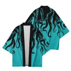 Apparel Kimono Japanese Octopus Prints -Kawaii Store kawaiies plushies plush softtoy kimono japanese octopus prints apparel green s 612183