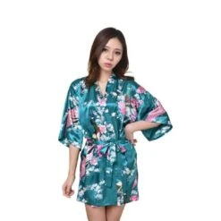 Apparel Kimono Short Robe Magnificent Peacock 2nd Collection -Kawaii Store kawaiies plushies plush softtoy kimono short robe magnificent peacock 2nd collection apparel green s 973171