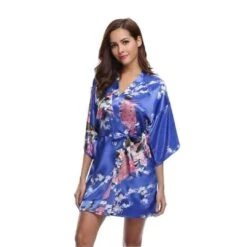 Apparel Kimono Short Robe Magnificent Peacock 2nd Collection -Kawaii Store kawaiies plushies plush softtoy kimono short robe magnificent peacock 2nd collection apparel royal blue s 797844