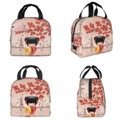 Kokeshi Doll Sakura Lunch Bag -Kawaii Store kawaiies plushies plush softtoy kokeshi doll sakura lunch bag bag 169169