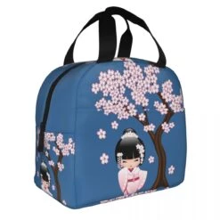 Kokeshi Doll Sakura Lunch Bag -Kawaii Store kawaiies plushies plush softtoy kokeshi doll sakura lunch bag bag 174750