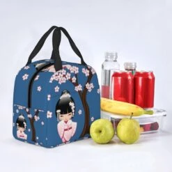 Kokeshi Doll Sakura Lunch Bag -Kawaii Store kawaiies plushies plush softtoy kokeshi doll sakura lunch bag bag 508952