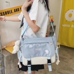 Apparel Large Blue Black Two-Tone Rope Shoulder Side Bag