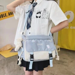 Apparel Large Blue Black Two-Tone Rope Shoulder Side Bag -Kawaii Store kawaiies plushies plush softtoy large blue black two tone rope shoulder side bag bags 283839