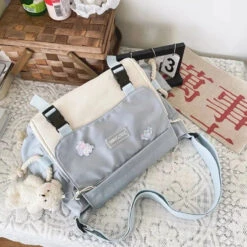 Apparel Large Blue Black Two-Tone Rope Shoulder Side Bag -Kawaii Store kawaiies plushies plush softtoy large blue black two tone rope shoulder side bag bags 638091