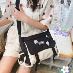 Apparel Large Blue Black Two-Tone Rope Shoulder Side Bag -Kawaii Store kawaiies plushies plush softtoy large blue black two tone rope shoulder side bag bags 965625