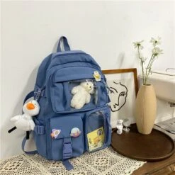 Apparel Large Functional Waterproof Kawaii Backpack 27 Apparel Large Functional Waterproof Kawaii Backpack -Kawaii Store kawaiies plushies plush softtoy large functional waterproof kawaii backpack bags blue without accessories 344437
