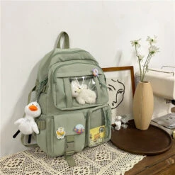 Apparel Large Functional Waterproof Kawaii Backpack 31 Apparel Large Functional Waterproof Kawaii Backpack -Kawaii Store kawaiies plushies plush softtoy large functional waterproof kawaii backpack bags green without accessories 426583