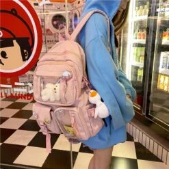 Apparel Large Functional Waterproof Kawaii Backpack 33 Apparel Large Functional Waterproof Kawaii Backpack -Kawaii Store kawaiies plushies plush softtoy large functional waterproof kawaii backpack bags pink with accessories 694664