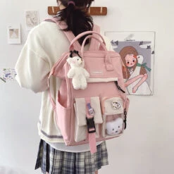 Apparel Large Pastel Waterproof Backpack Handbag -Kawaii Store kawaiies plushies plush softtoy large pastel waterproof backpack handbag bag 513701