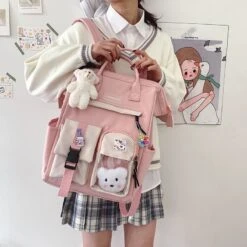 Apparel Large Pastel Waterproof Backpack Handbag -Kawaii Store kawaiies plushies plush softtoy large pastel waterproof backpack handbag bag 827124