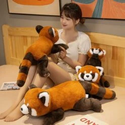 Laying Fluffy Red Panda Lifelike Plushie -Kawaii Store kawaiies plushies plush softtoy laying fluffy red panda lifelike plushie soft toy 789412