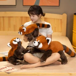 Laying Fluffy Red Panda Lifelike Plushie -Kawaii Store kawaiies plushies plush softtoy laying fluffy red panda lifelike plushie soft toy 834299