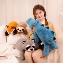 Laying Sloth And Fox Raccoon Crocodile Plushie Friends -Kawaii Store kawaiies plushies plush softtoy laying sloth and fox raccoon crocodile plushie friends soft toy 565569