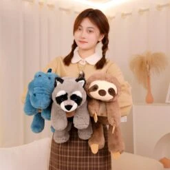 Laying Sloth And Fox Raccoon Crocodile Plushie Friends -Kawaii Store kawaiies plushies plush softtoy laying sloth and fox raccoon crocodile plushie friends soft toy 989059