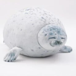Lazy Chubby Seal -Kawaii Store kawaiies plushies plush softtoy lazy chubby seal soft toy 11in 30cm white 690426