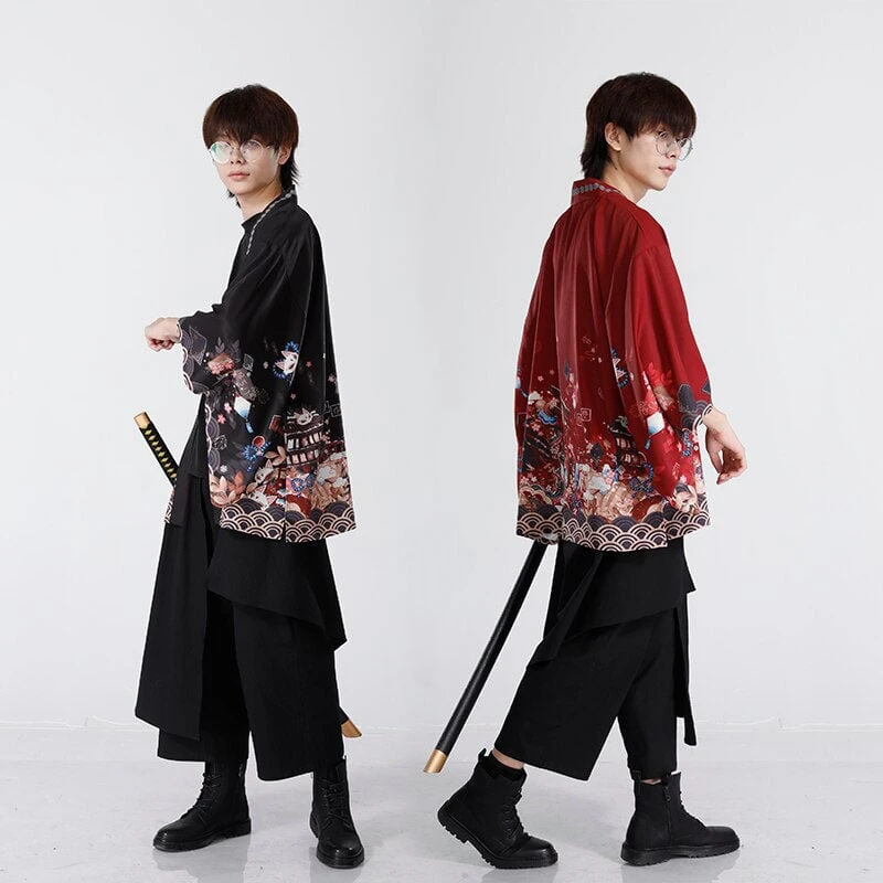 Apparel Legendary Japanese Royal Samurai Print Kimono 3 Apparel Legendary Japanese Royal Samurai Print Kimono