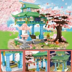 Light Up Romantic Japanese Hakone Shrine With Sakura Tree Building Sets -Kawaii Store kawaiies plushies plush softtoy light up romance on japanese hakone shrine with sakura tree new build it 764361