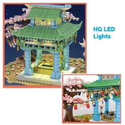 Light Up Romantic Japanese Hakone Shrine With Sakura Tree Building Sets -Kawaii Store kawaiies plushies plush softtoy light up romance on japanese hakone shrine with sakura tree new build it 989714
