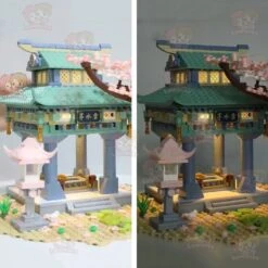Light Up Romantic Japanese Hakone Shrine With Sakura Tree Building Sets -Kawaii Store kawaiies plushies plush softtoy light up romantic japanese hakone shrine with sakura tree new build it 923895