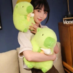 Lime Green Capybara Banana Plush -Kawaii Store kawaiies plushies plush softtoy lime green capybara banana plush soft toy 298396