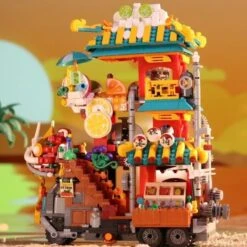 Lion Dance Street Truck Food Stall Micro Building Set -Kawaii Store kawaiies plushies plush softtoy lion dance street truck food stall nano building set new build it 206963