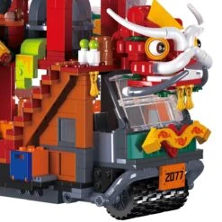 Lion Dance Street Truck Food Stall Micro Building Set -Kawaii Store kawaiies plushies plush softtoy lion dance street truck food stall nano building set new build it 446553