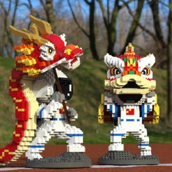 Lion & Dragon Dance Astronaut Nano Building Blocks -Kawaii Store kawaiies plushies plush softtoy lion dragon dance astronaut nano building blocks new build it 267409