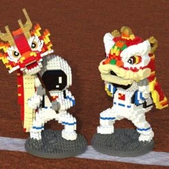 Lion & Dragon Dance Astronaut Nano Building Blocks -Kawaii Store kawaiies plushies plush softtoy lion dragon dance astronaut nano building blocks new build it 316043
