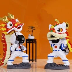 Lion & Dragon Dance Astronaut Nano Building Blocks -Kawaii Store kawaiies plushies plush softtoy lion dragon dance astronaut nano building blocks new build it 576487