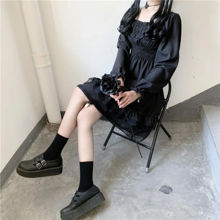 Apparel Lolita Black Mini High Waist Gothic Women's Dress 7 Apparel Lolita Black Mini High Waist Gothic Women's Dress - Image 5