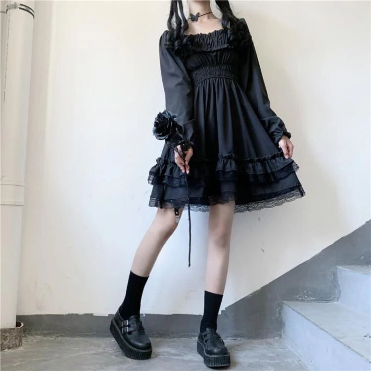 Apparel Lolita Black Mini High Waist Gothic Women's Dress 9 Apparel Lolita Black Mini High Waist Gothic Women's Dress - Image 7