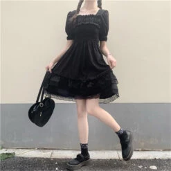 Apparel Lolita Black Mini High Waist Gothic Women's Dress 11 Apparel Lolita Black Mini High Waist Gothic Women's Dress -Kawaii Store kawaiies plushies plush softtoy lolita black mini high waist gothic womens dress apparel 648751
