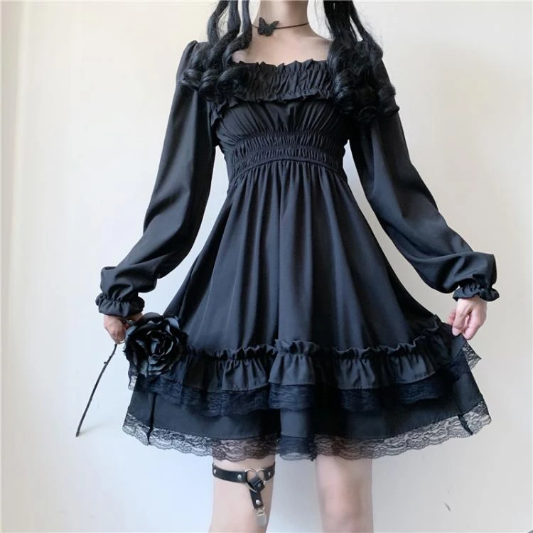 Apparel Lolita Black Mini High Waist Gothic Women's Dress 6 Apparel Lolita Black Mini High Waist Gothic Women's Dress - Image 4